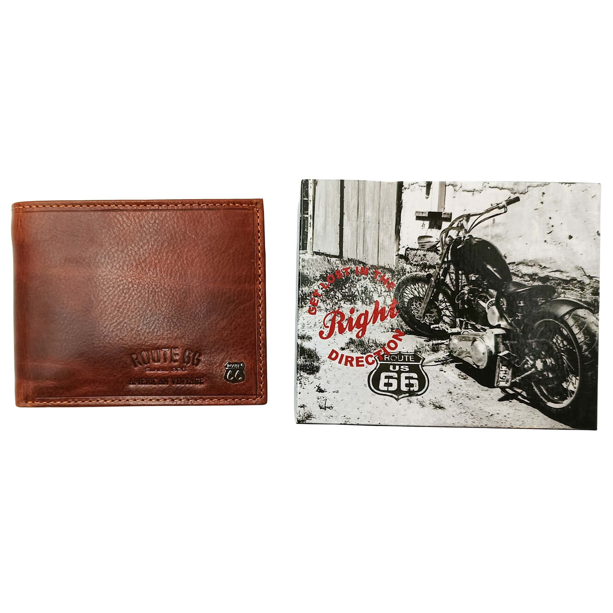 PORTAFOGLIO DA UOMO ROUTE 66 CUOIO IN VERA PELLE - 1916 MR2 CU