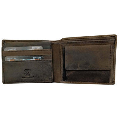 PORTAFOGLIO DA UOMO ROUTE 66 NERO IN VERA PELLE - 1916 MIS5 NE