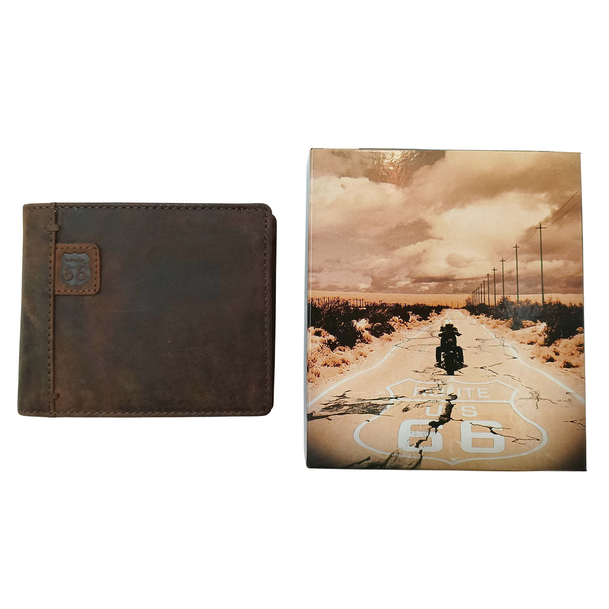 PORTAFOGLIO DA UOMO ROUTE 66 TESTA DI MORO IN VERA PELLE - 1916 MIS5 TM