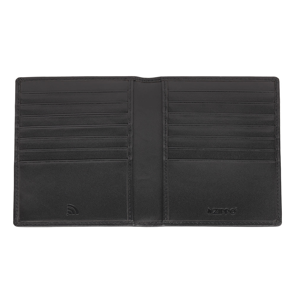 Dettaglio 9 slot porta carte Zippo vera pelle RFID