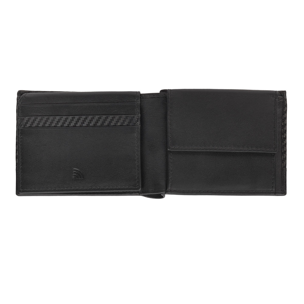 Portafoglio Zippo pelle fibra carbonio nero protezione RFID P02320B