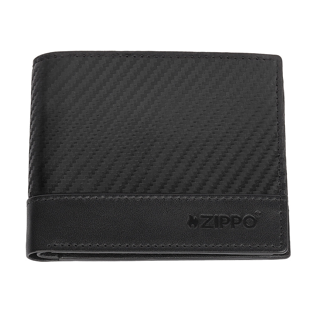 Portafoglio Zippo vera pelle effetto fibra di carbonio nero RFID P02320B