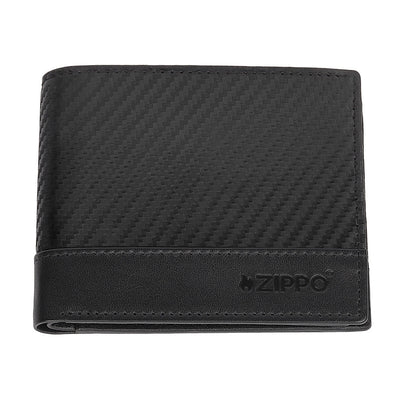 Portafoglio Zippo vera pelle effetto fibra di carbonio nero RFID P02320B