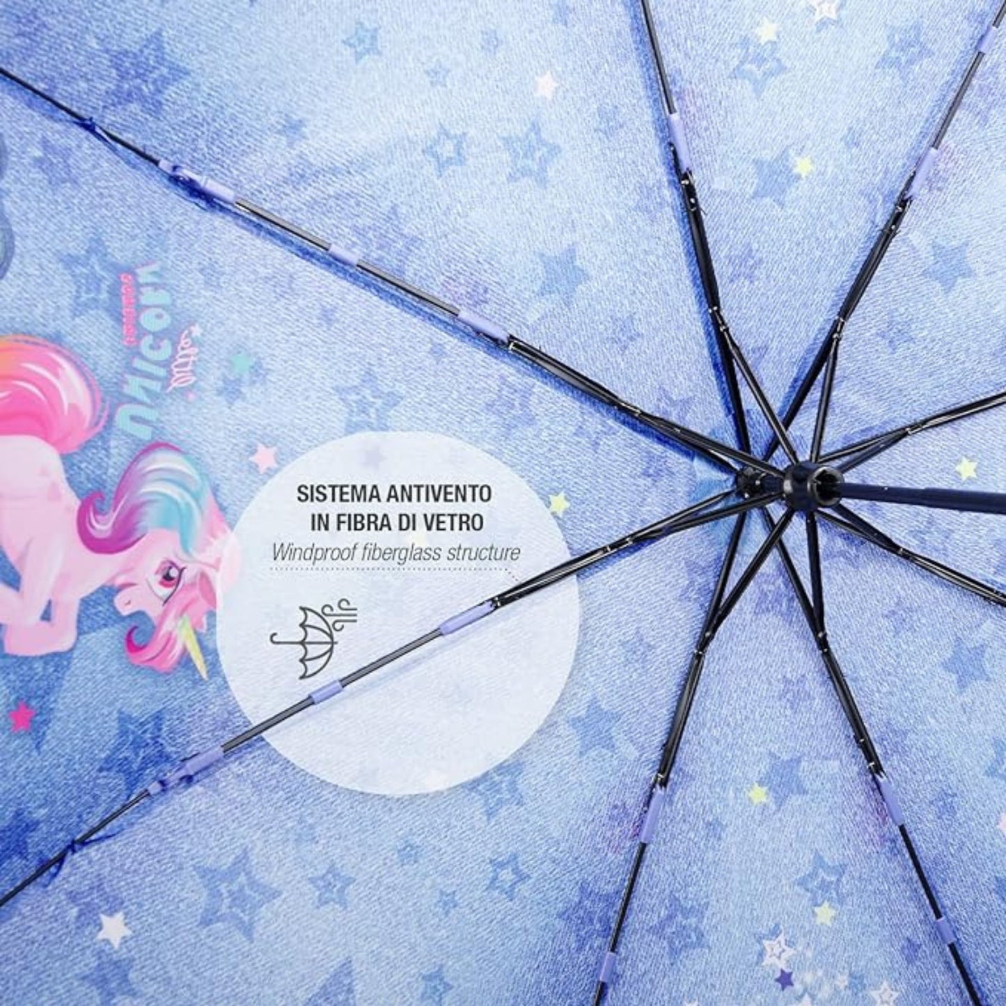 OMBRELLO PERLETTI 50cm MINI UNICORNO COOL KIDS 8 BACCHETTE MANUALE D.50 cm - 15622