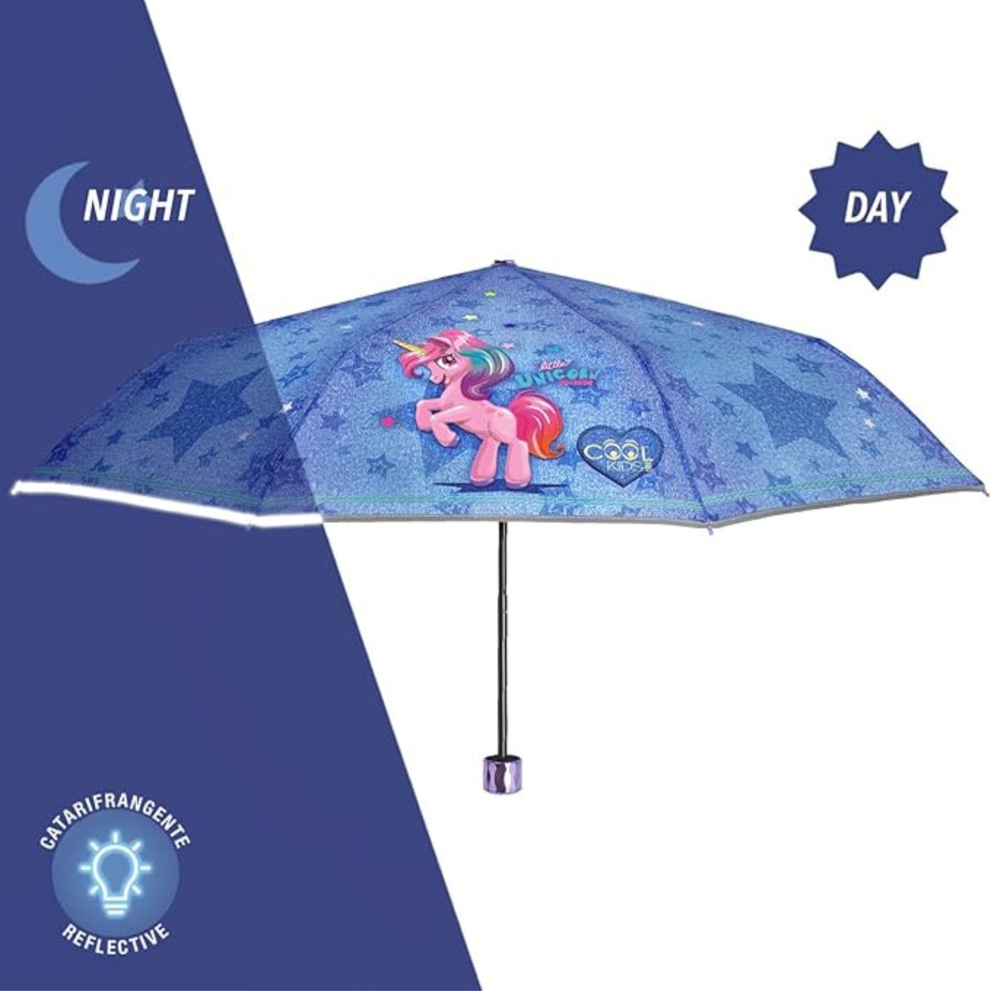 OMBRELLO PERLETTI 50cm MINI UNICORNO COOL KIDS 8 BACCHETTE MANUALE D.50 cm - 15622
