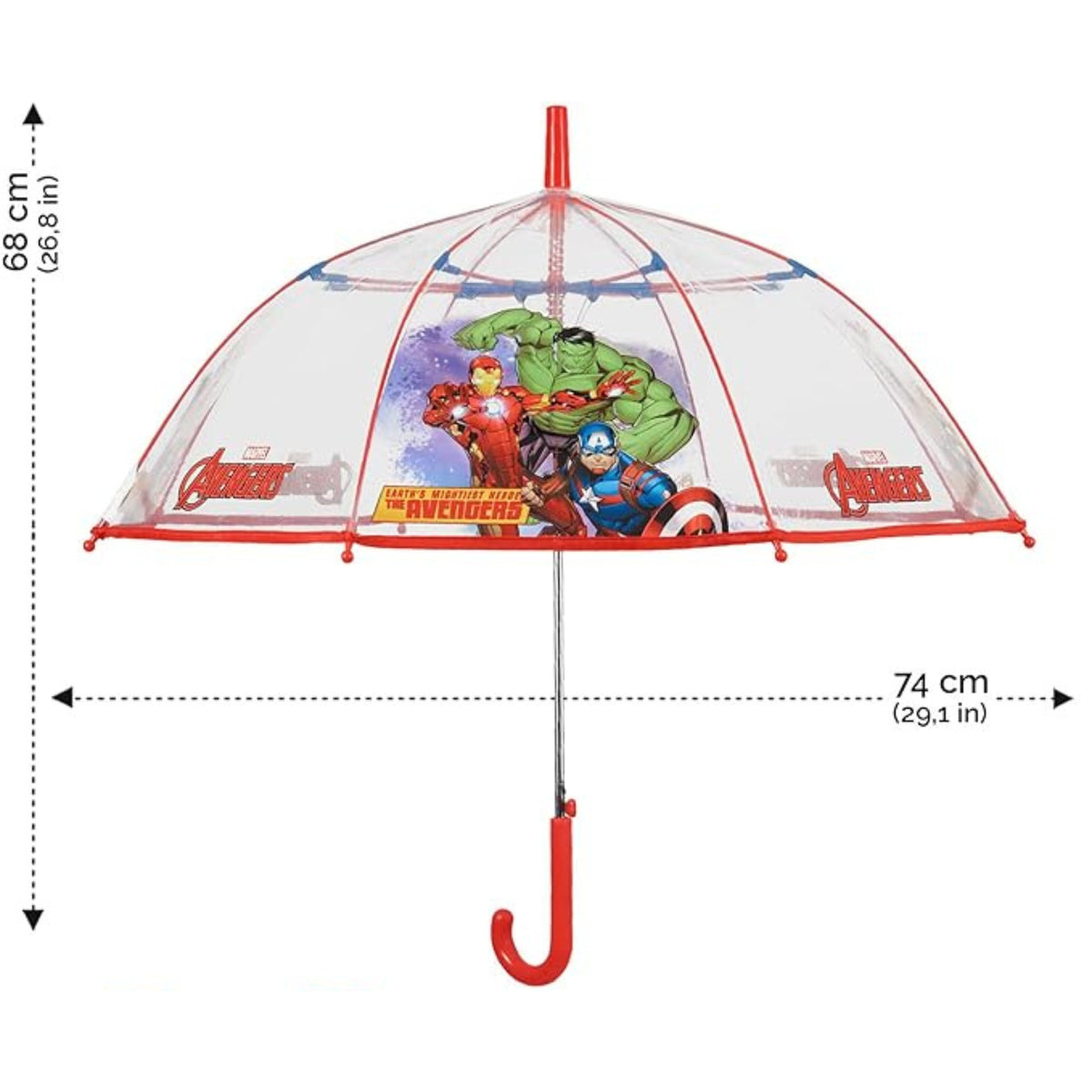 OMBRELLO PERLETTI 45cm AVENGERS CUPOLA POE TRASPARENTE 8 BACCHETTE AUTOMATICO D.74 cm - 75279