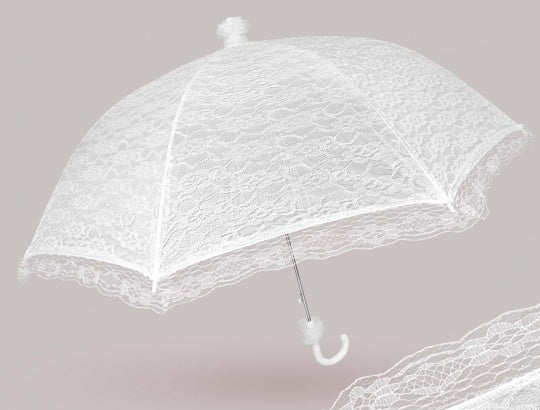 OMBRELLO PERLETTI DA SPOSA 51/8 AUTOMATICO CON PIZZO DOPPIO TESSUTO ANTIVENTO D.87 cm - 11228
