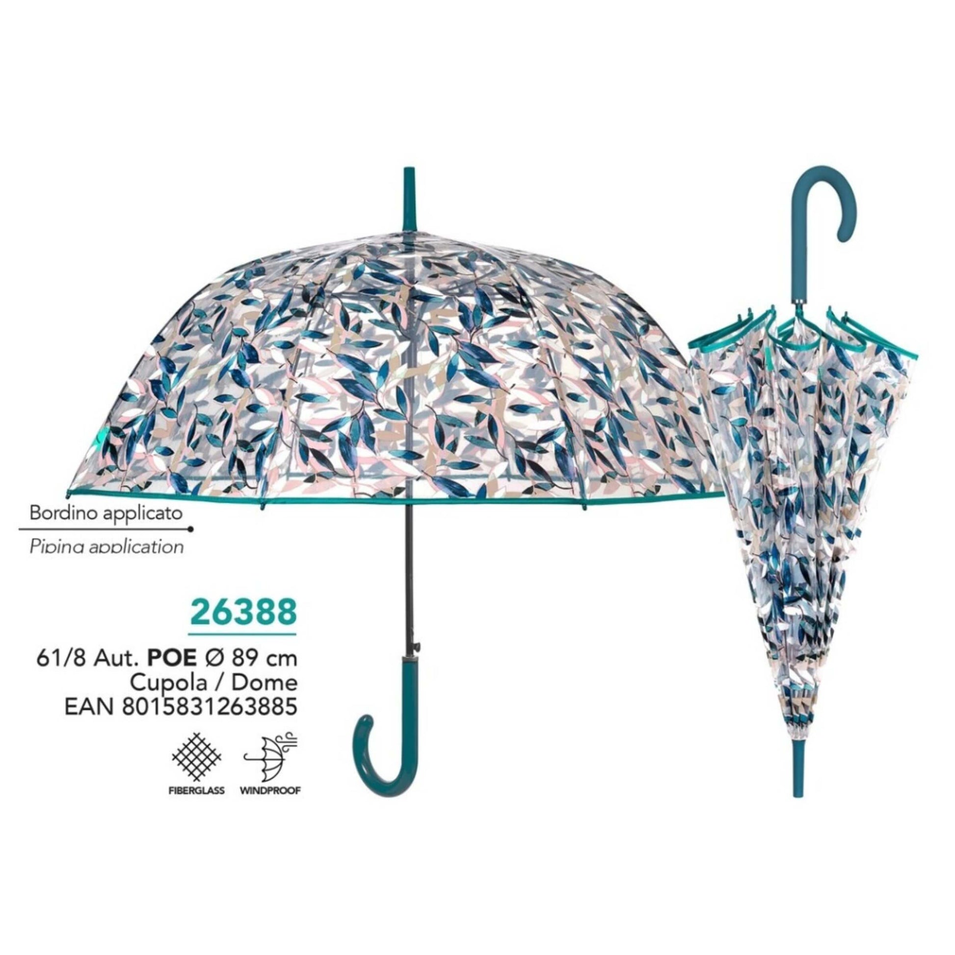 Ombrello Perletti 26388 Time donna automatico cupola foliage diametro 89 cm