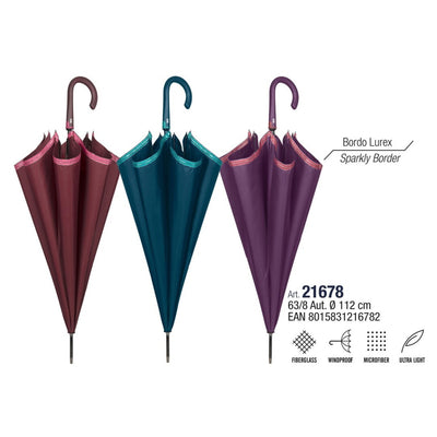 Ombrello Perletti 21678 donna automatico bordo lurex diametro 112 cm