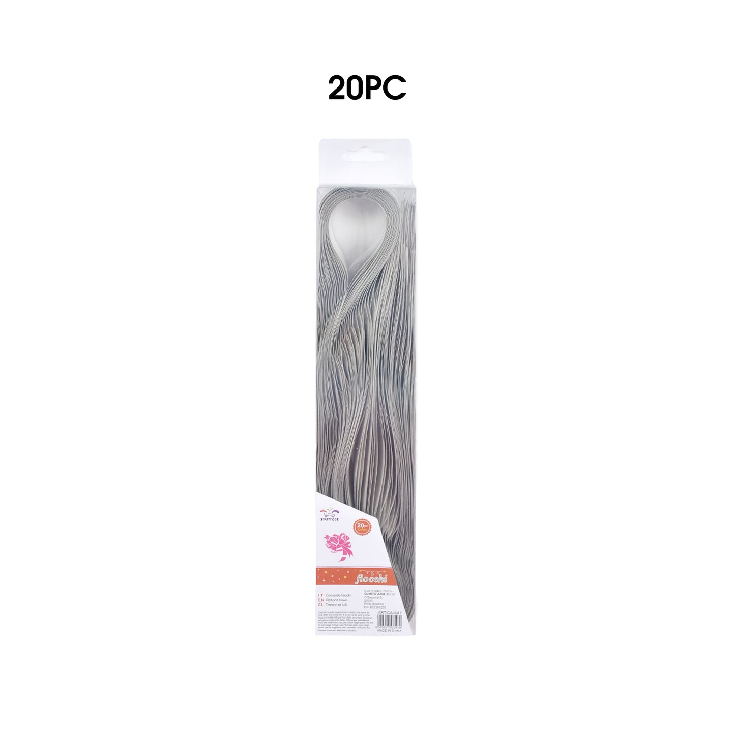 COCCARDE FIOCCO SVELTO 30mm STRIP ARGENTO (20PZ)