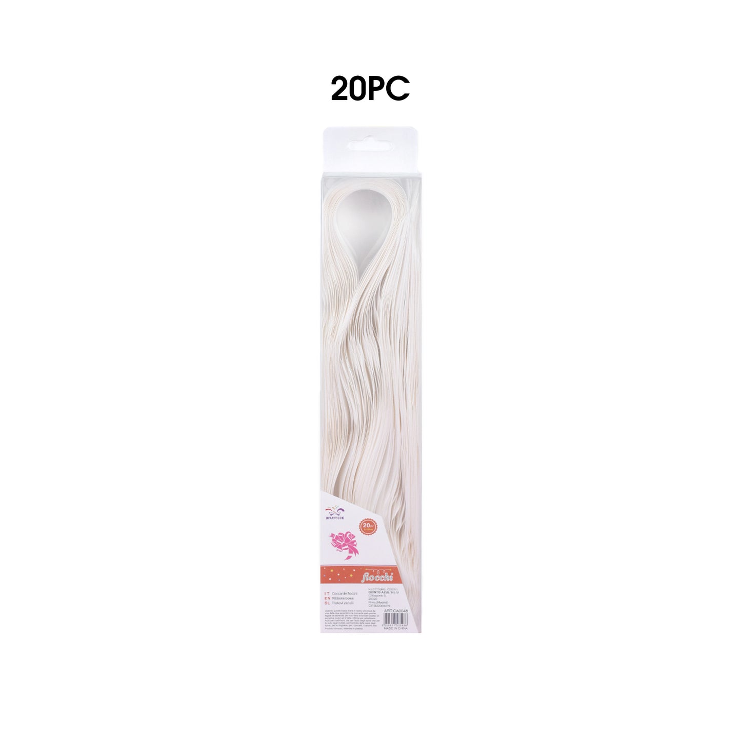 COCCARDE FIOCCO SVELTO 30mm STRIP BIANCO (20PZ)