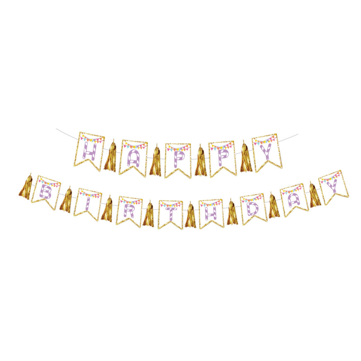 Festone Happy Birthday Metallizzato con 12 Nappe Oro 3 Metri