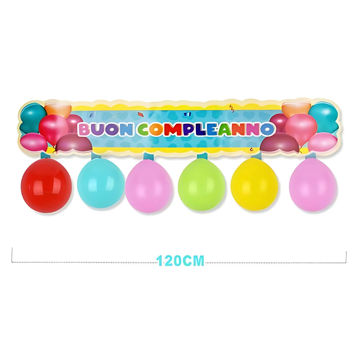Festone Buon Compleanno con Palloncini Colorati 22 x 120 cm