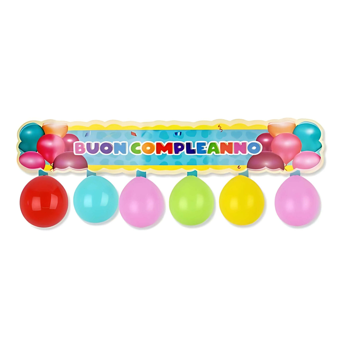 Festone Buon Compleanno con Palloncini Colorati 22 x 120 cm