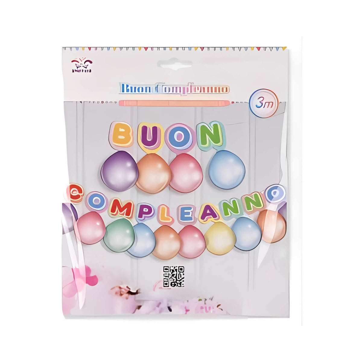 Festone Buon Compleanno Smile con Palloncini Colorati 3 Metri