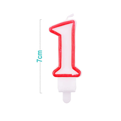 Blister Candela Numero 1 con Bordo Rosso 7 cm