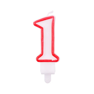 Blister Candela Numero 1 con Bordo Rosso 7 cm