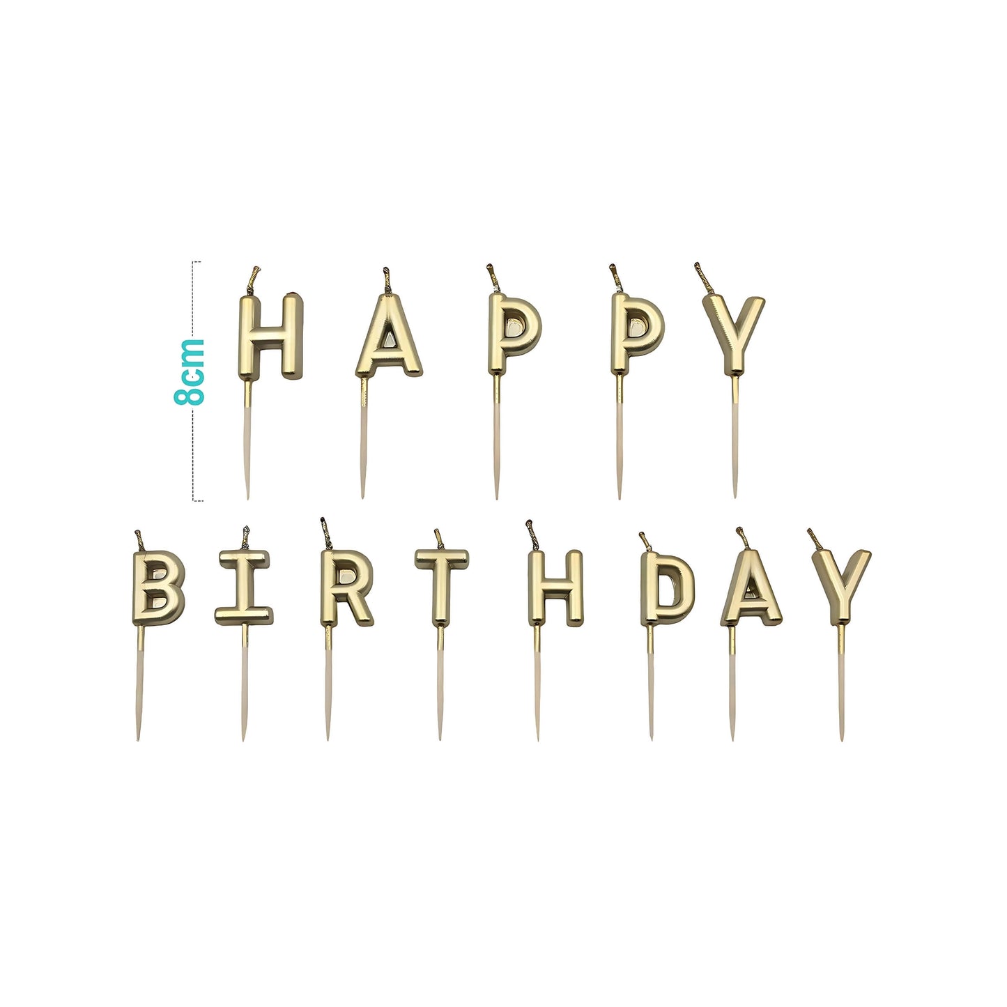 SET 13 CANDELINE HAPPY BIRTHDAY ORO DA 8 cm