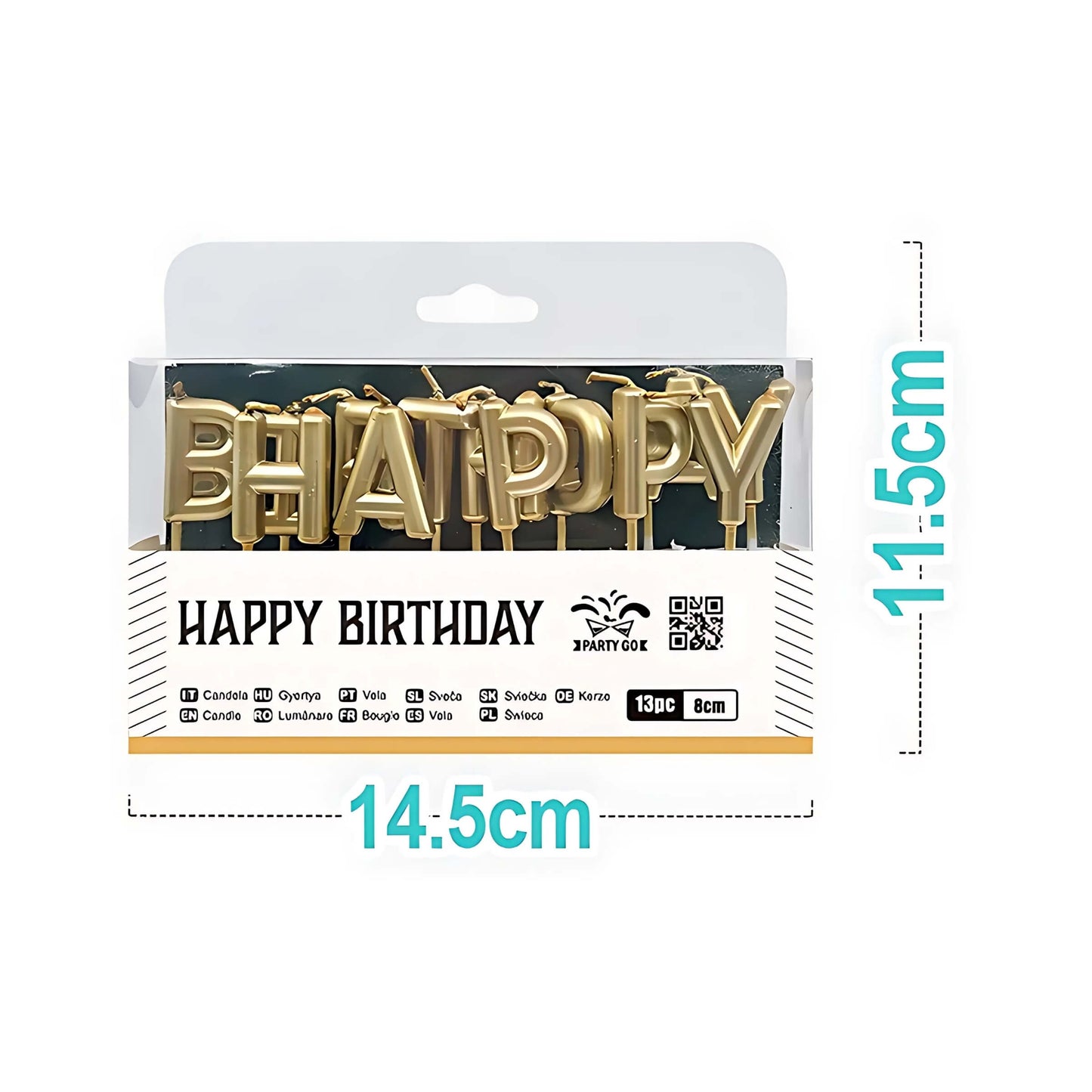 SET 13 CANDELINE HAPPY BIRTHDAY ORO DA 8 cm