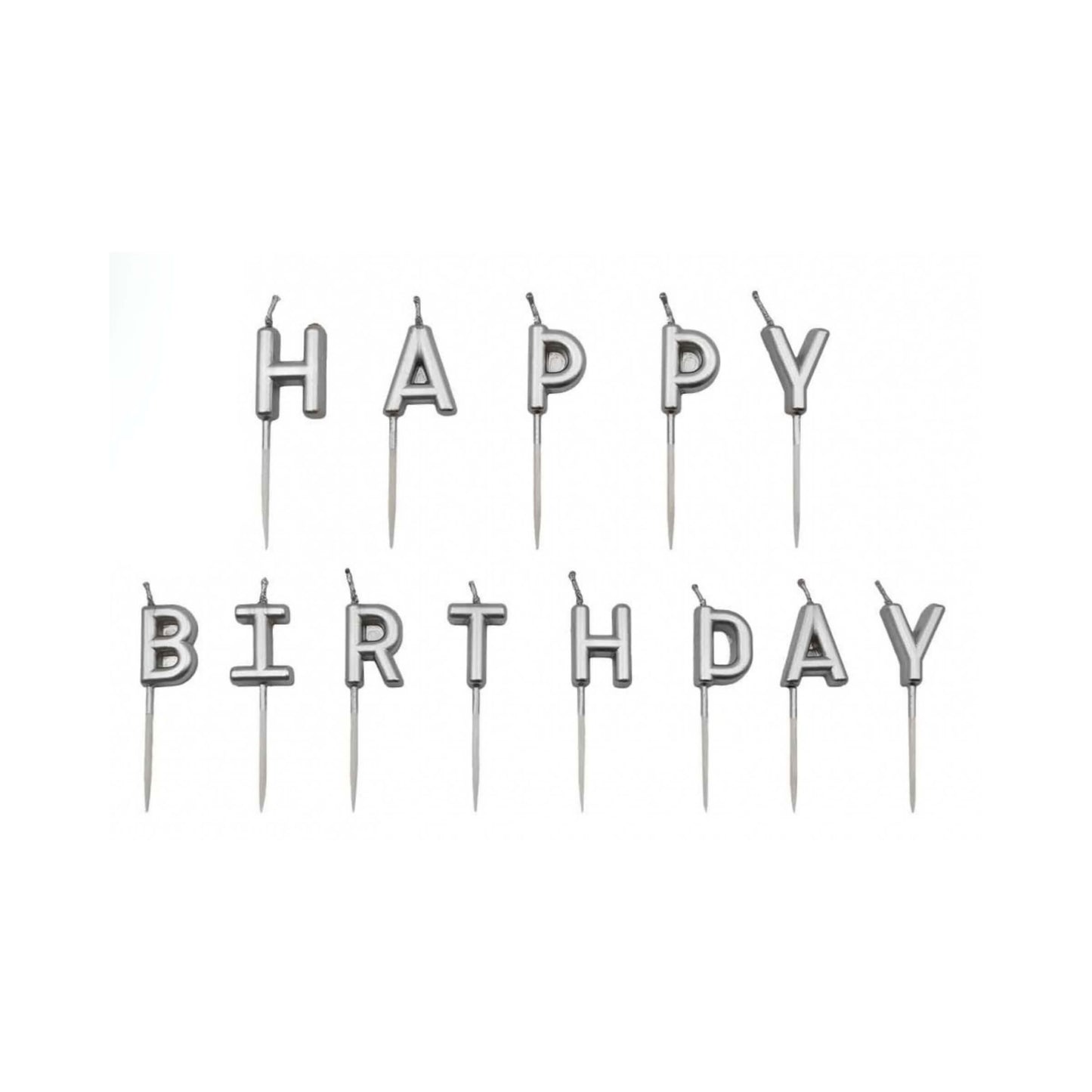 SET 13 CANDELINE HAPPY BIRTHDAY ARGENTO DA 8 cm