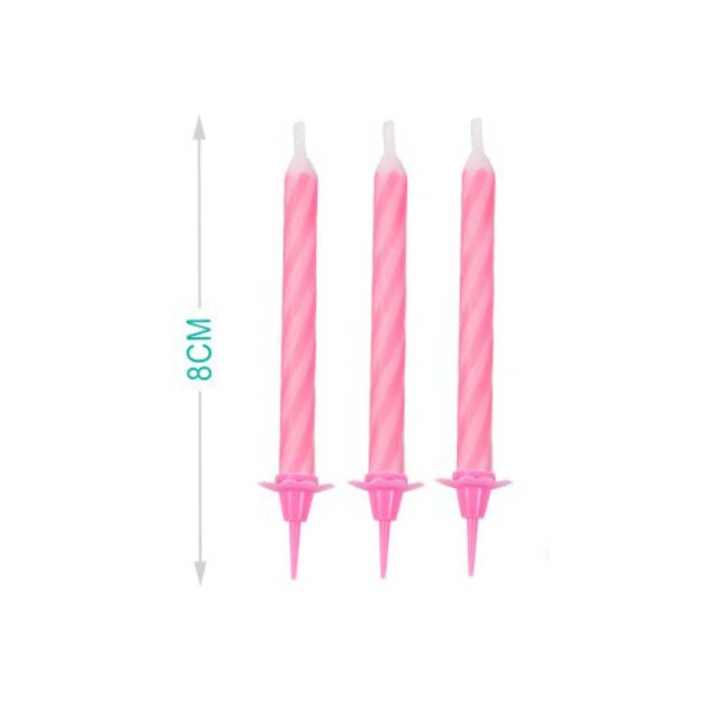 24 CANDELINE A SPIRALE ROSA DA 8 cm