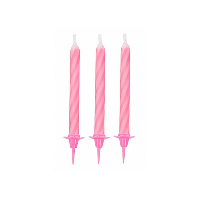 24 CANDELINE A SPIRALE ROSA DA 8 cm