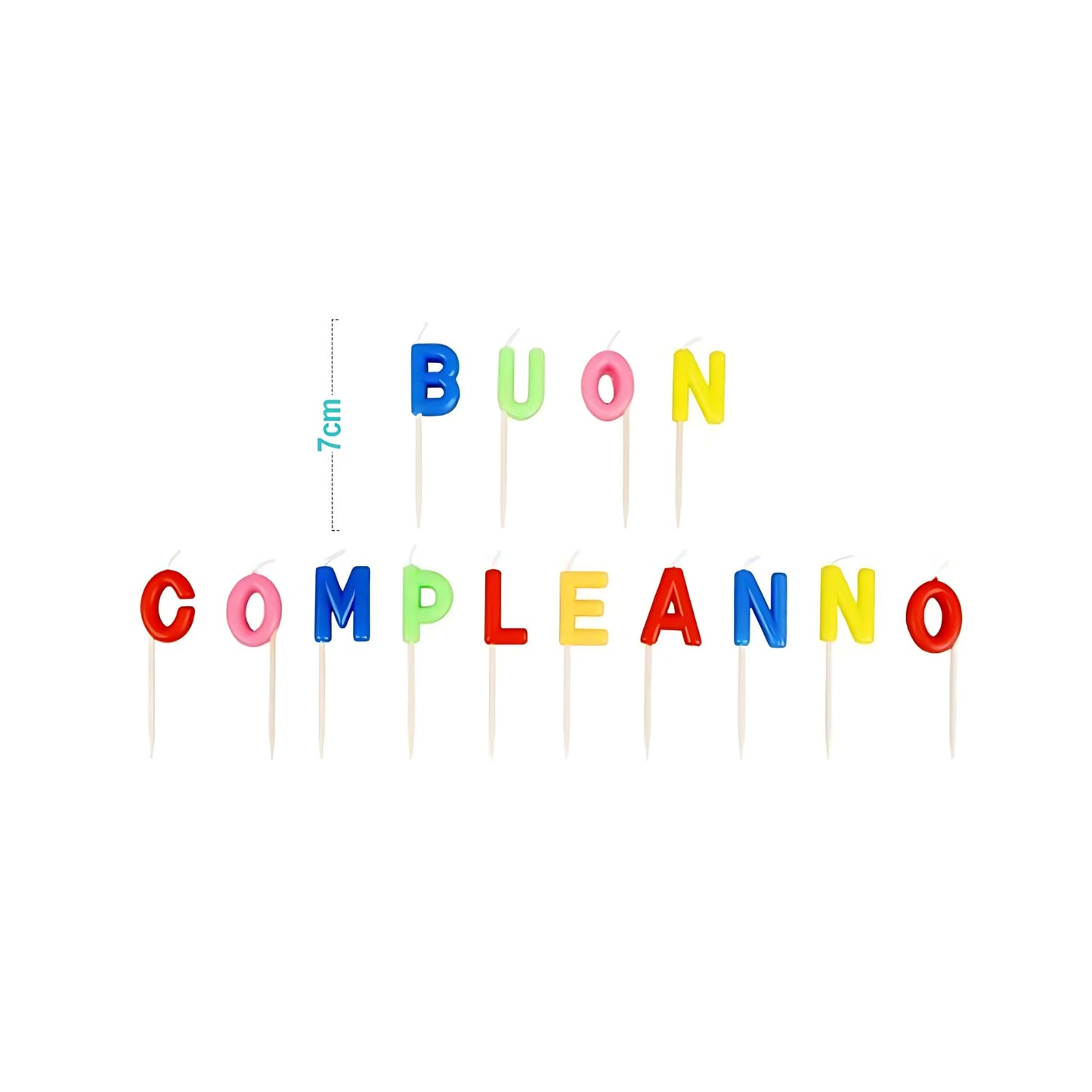 SET 14 CANDELINE BUON COMPLEANNO COLORATE 7 cm