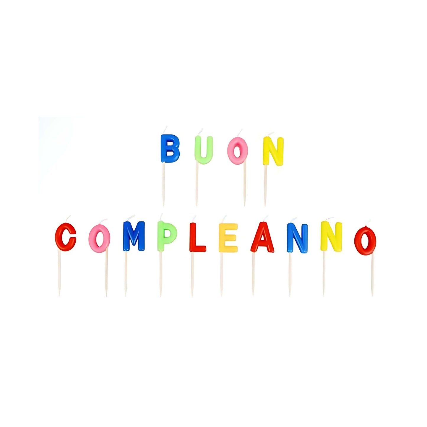 SET 14 CANDELINE BUON COMPLEANNO COLORATE 7 cm