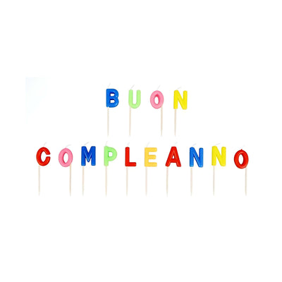 SET 14 CANDELINE BUON COMPLEANNO COLORATE 7 cm