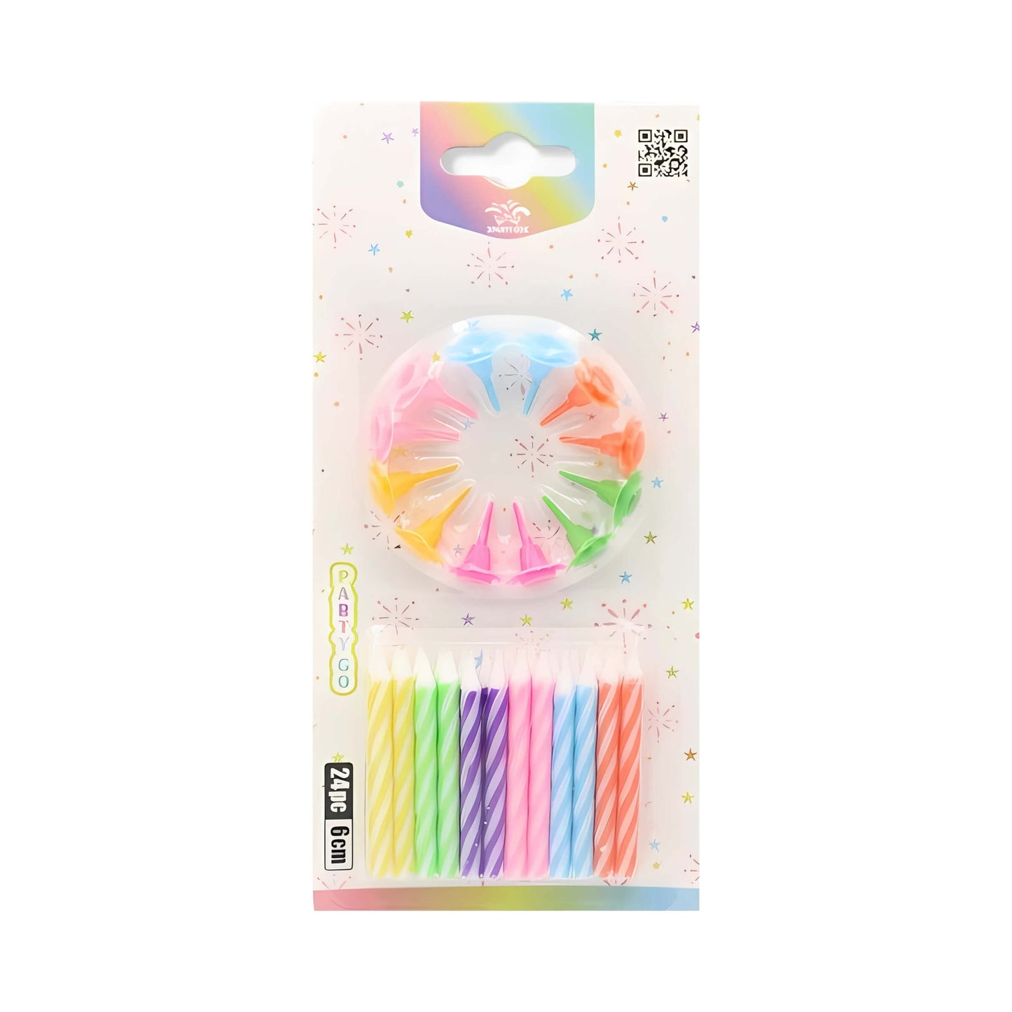 24 CANDELINE A SPIRALE COLORATE DA 6 cm