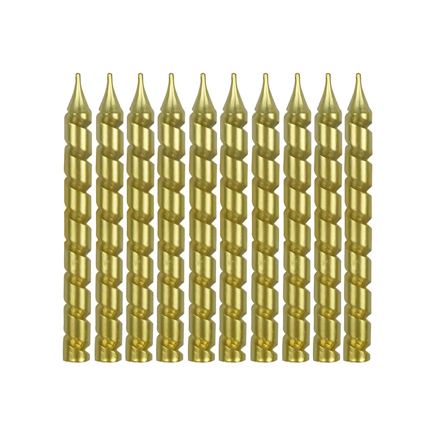 Dettaglio design a spirale candela filettata dorata metallizzata