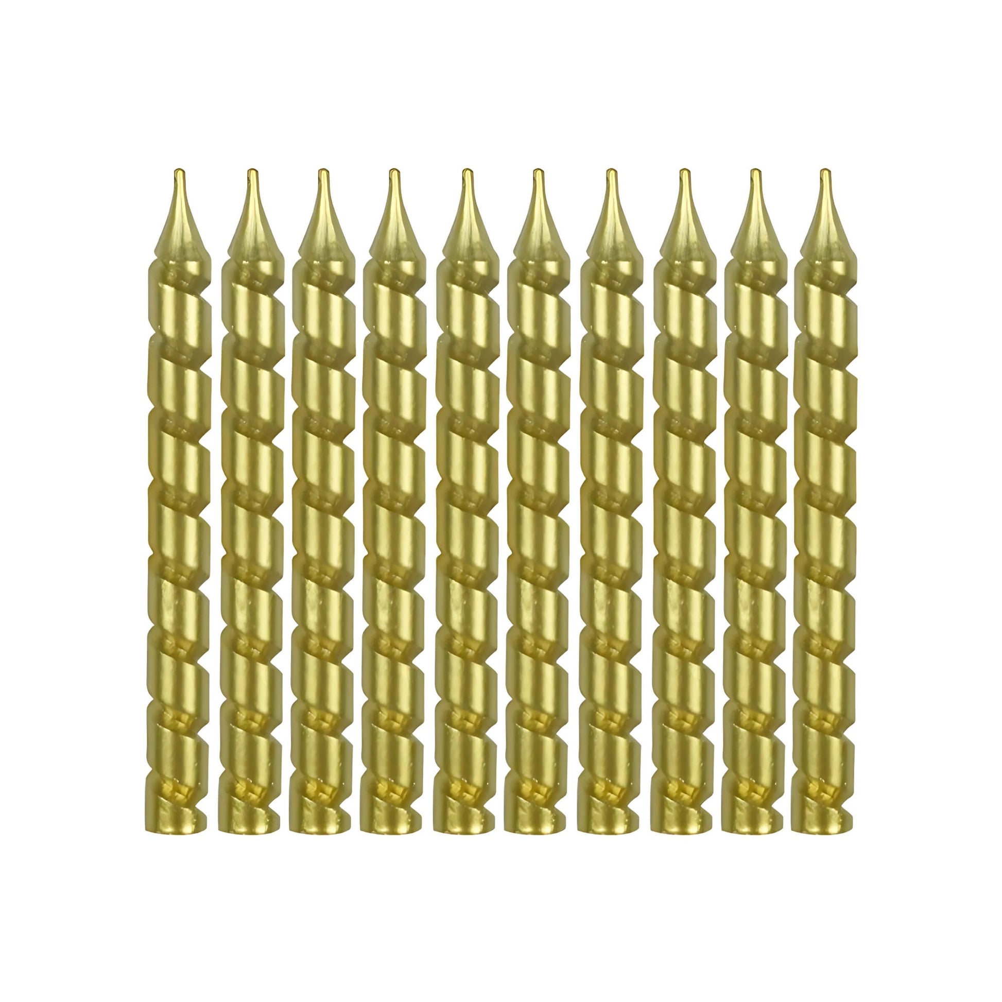Dettaglio design a spirale candela filettata dorata metallizzata