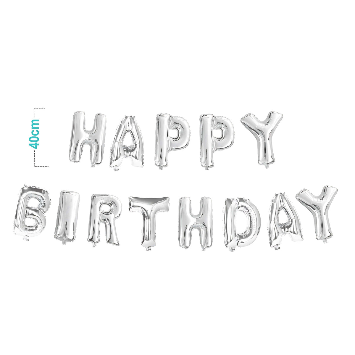 Set 13 Lettere Happy Birthday Palloncini Mylar Argento 40 cm