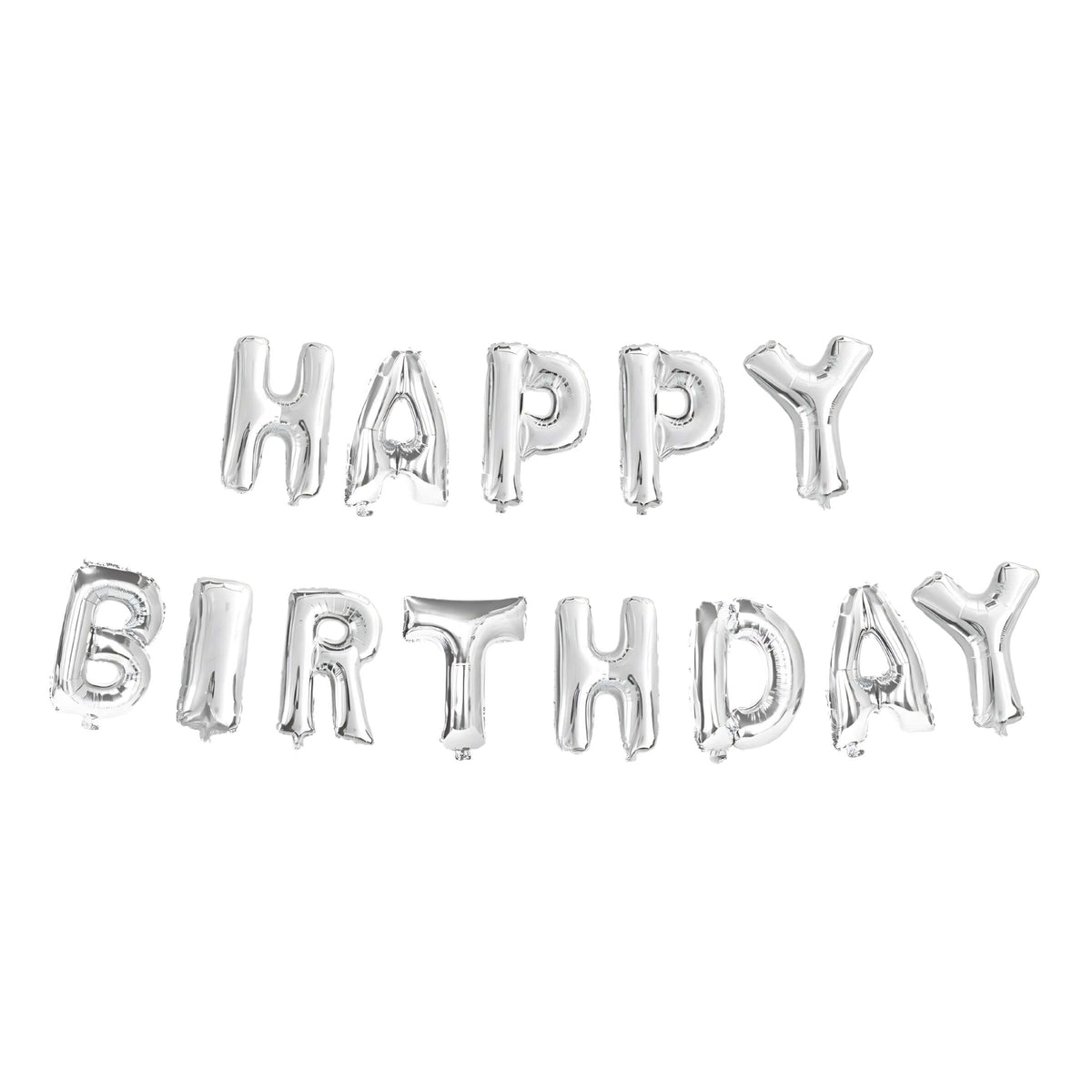Set 13 Lettere Happy Birthday Palloncini Mylar Argento 40 cm