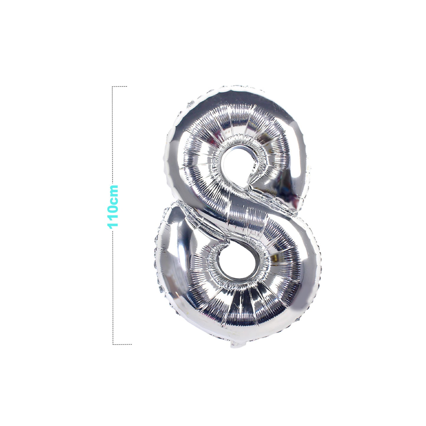 Palloncino in Mylar N.8 Argento - 110 cm