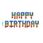 Set 13 Lettere Happy Birthday Palloncini Mylar Arcobaleno 40 cm x 3 m
