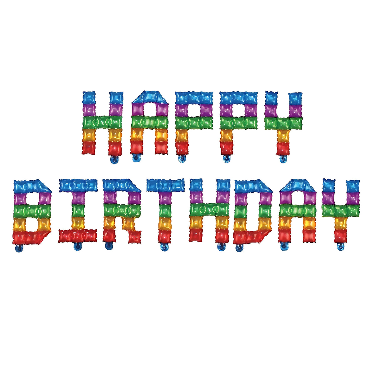 Set 13 Lettere Happy Birthday Palloncini Mylar Arcobaleno 40 cm x 3 m