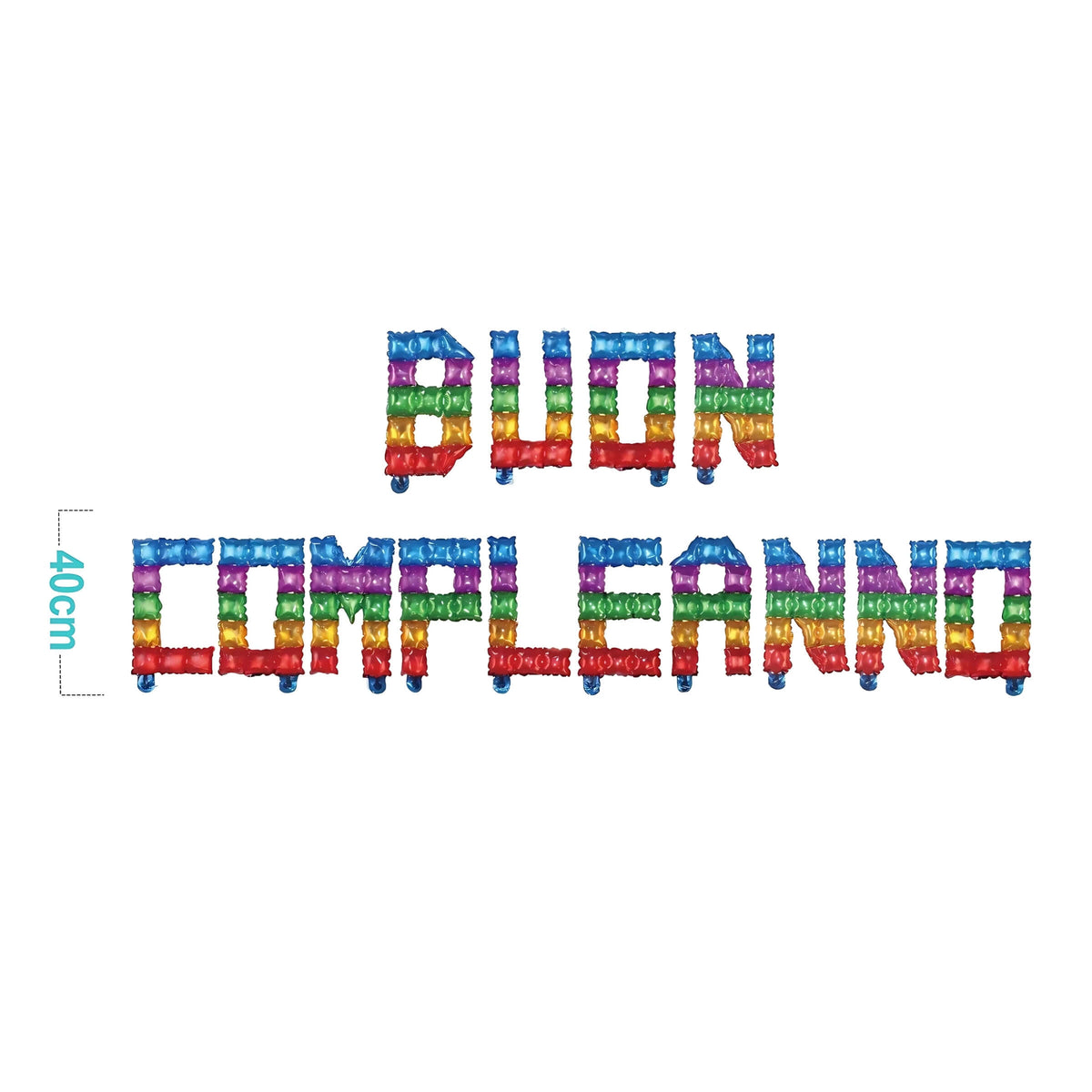 Set 14 Lettere Buon Compleanno Palloncini Mylar Multicolore 40 cm  x 3 m