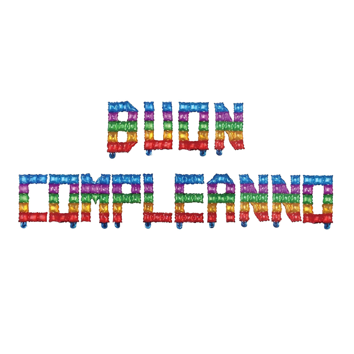 Set 14 Lettere Buon Compleanno Palloncini Mylar Multicolore 40 cm  x 3 m