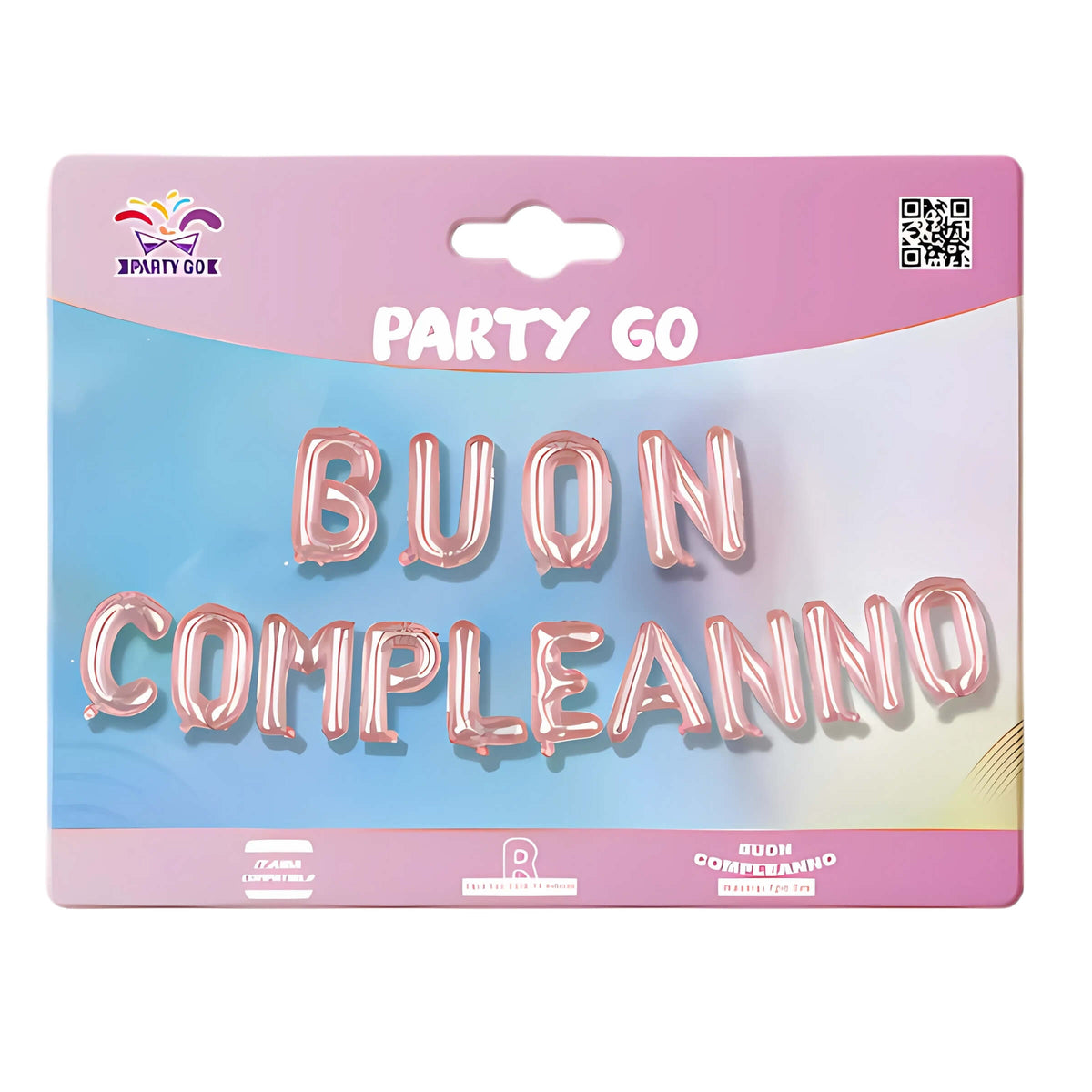 Set 14 Lettere Buon Compleanno Palloncini Mylar Pastello Rosa 40 cm x 5 m