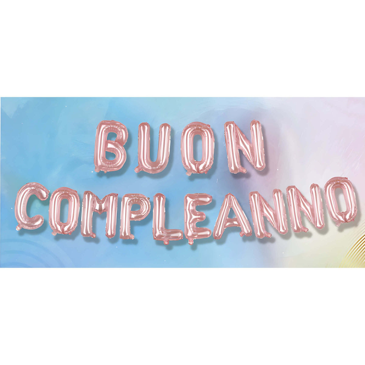 Set 14 Lettere Buon Compleanno Palloncini Mylar Pastello Rosa 40 cm x 5 m