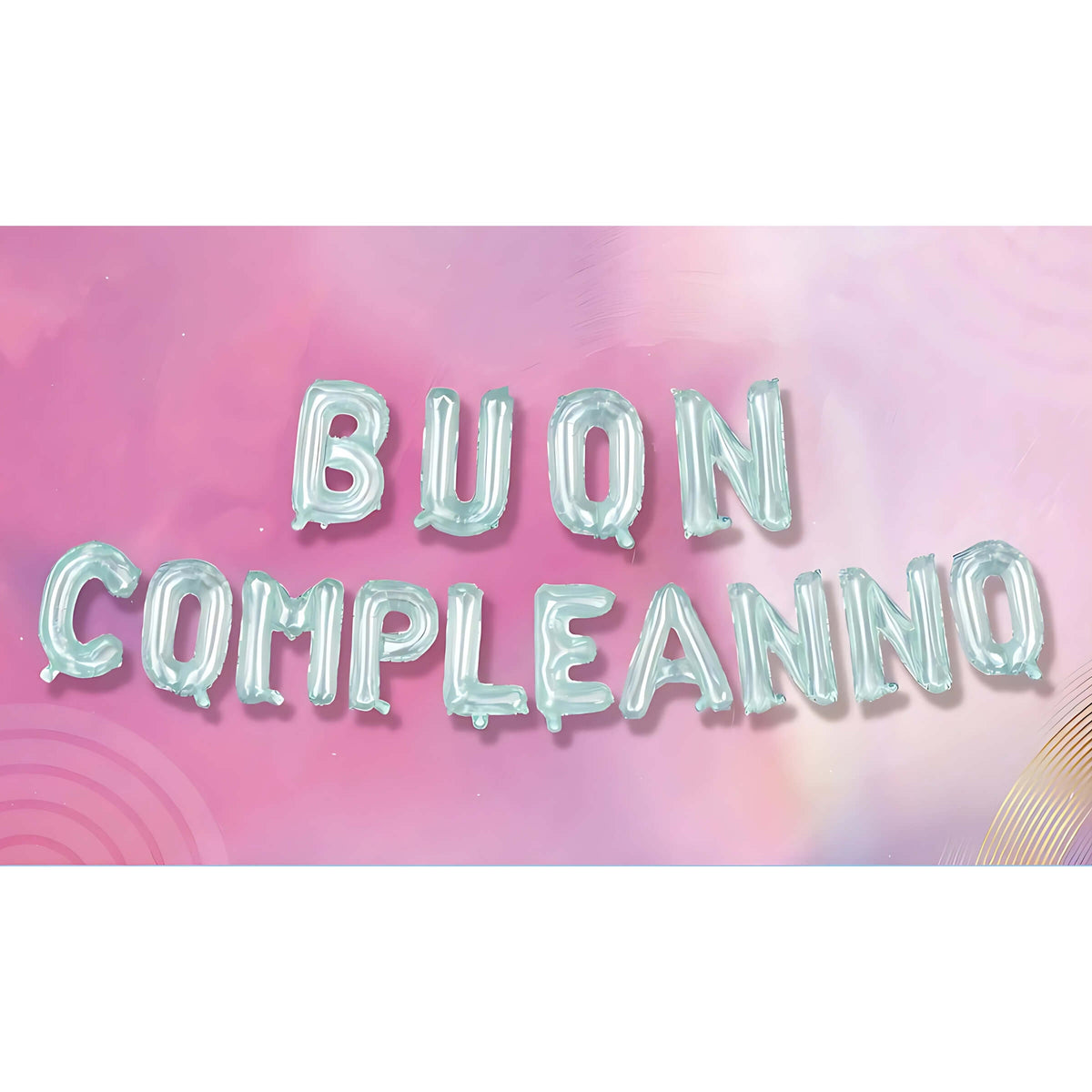 Set 14 Lettere Buon Compleanno Palloncini Mylar Pastello Azzurro 40 cm x 5 m
