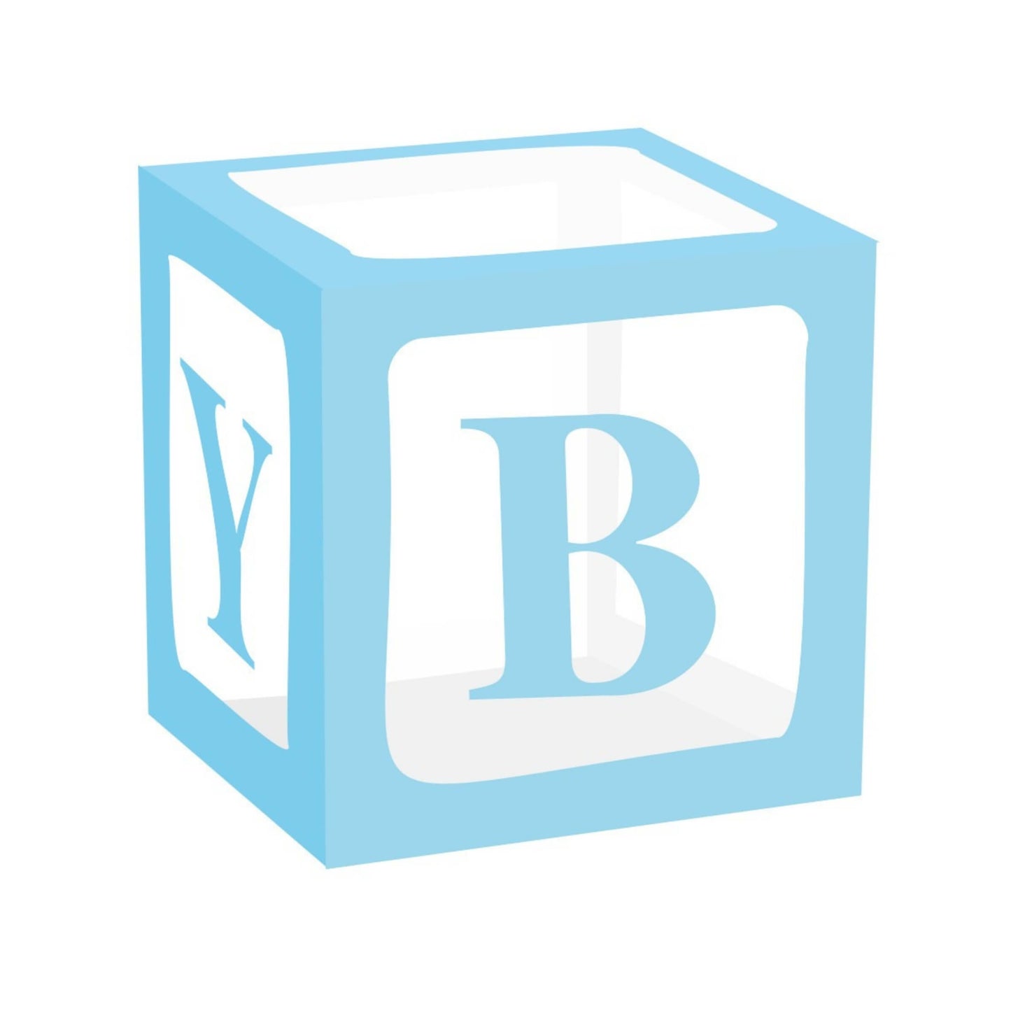 Set 4 Cubi Trasparenti Baby Shower Azzurri 30x30 cm