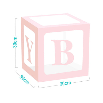 Set 4 Cubi Trasparenti Baby Shower Rosa 30x30 cm