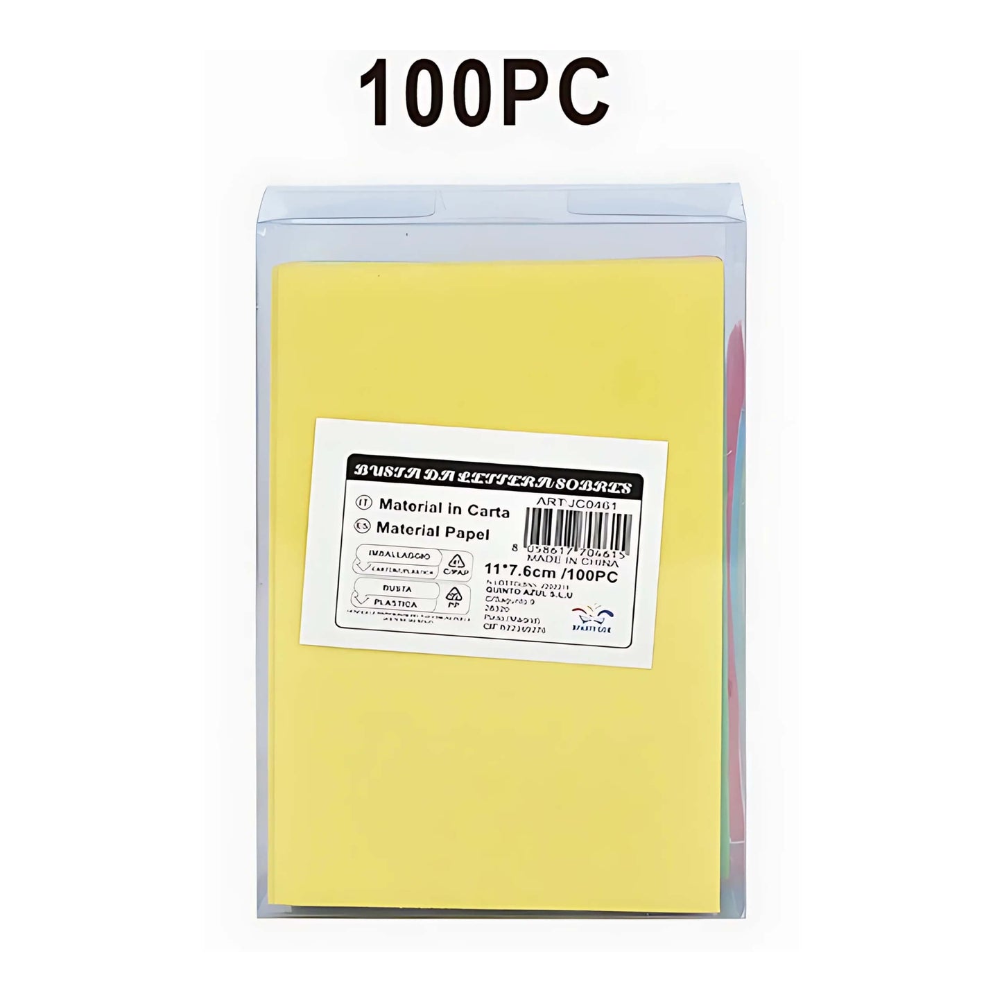 SCATOLA 100 CARTONCINI 210gr + 100 BUSTE 90gr ARCOBALENO F4 - 7,5x11 cm