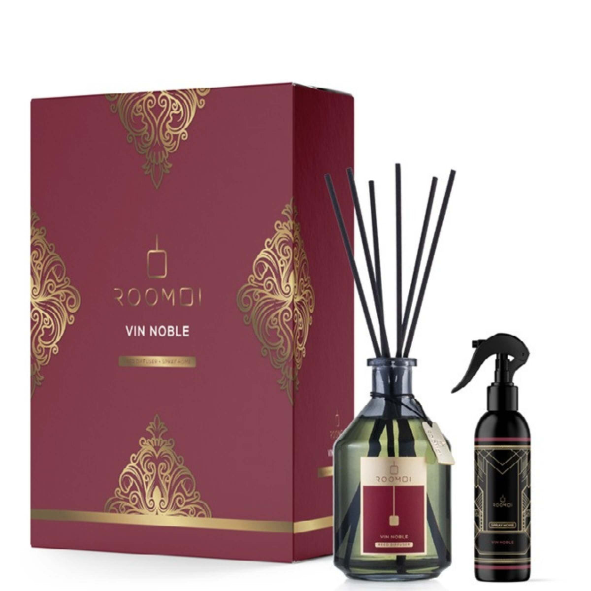 COFANETTO REGALO PROFUMATORE ROOMOI 500 ml VIN NOBLE + HOME SPRAY 200 ml