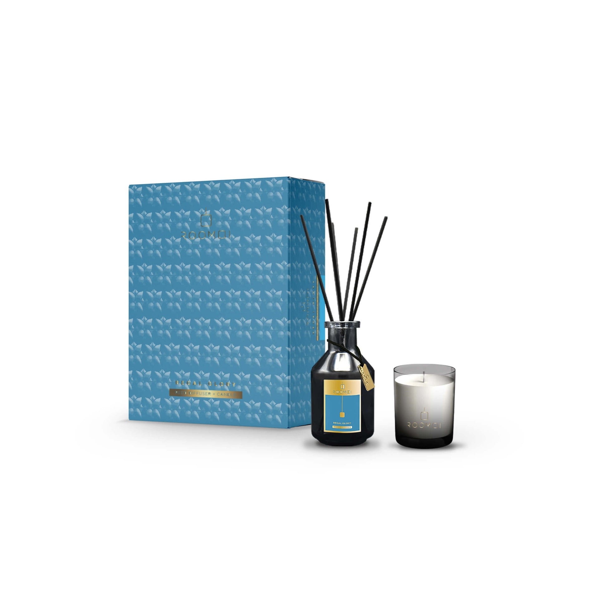 Cofanetto Roomoi Regal Glory profumatore a bastoncini 200 ml e candela profumata 160 g