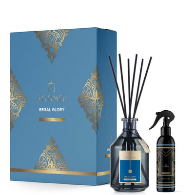 Cofanetto Roomoi Regal Glory profumatore a bastoncini 200 ml e spray ambiente 100 ml