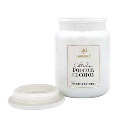 CANDELA LAGUIOLE IN VETRO FIORE DI COTONE 250gr - 40269833