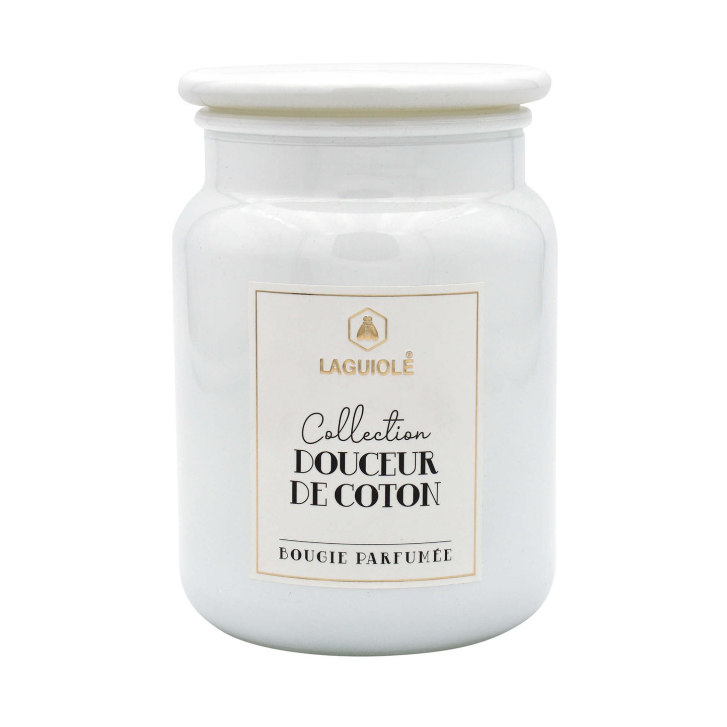 CANDELA LAGUIOLE IN VETRO FIORE DI COTONE 250gr - 40269833